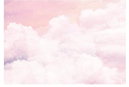 WallArena - Vlies Fototapete Kinderzimmer 416x290 cm Mädchen Himmel mit Wolken Rosa Decke Pastell - Fototapeten Tapeten für Kinder Kindertapete - Vliestapete Wandtapete Tapete 3D Effekt