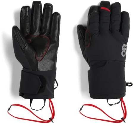 Outdoor Research: Schwarz, Erwachsene, Outdoor-Enthusiasten, Frauen, Handschuhe, XL, Leder, Nylon, Ziegenleder, Haken und Schlaufenverschluss