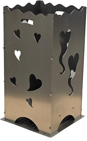 Feuerkorb | Feuertonne | Feuerschale aus Stahl eckig 80x45x43cm Stecksystem rustikal (Herz h=80cm)