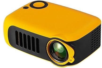 BURLOE Mini Beamer, 1080P Portable Projector LED Beamer with 5000 Lumens To Use with Many Ports,Yellow