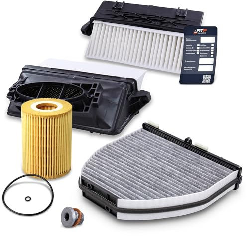 BESTPRICE Inspektionspaket Filterset mit 1x Ölfilter; 1x Innenraumfilter; 1x Luftfiltersatz; Kompatibel mit MERCEDES CLS (C218) (X218), C-Klasse (S204)(W204), E-Klasse (A207) (W212) (C207)(S212)
