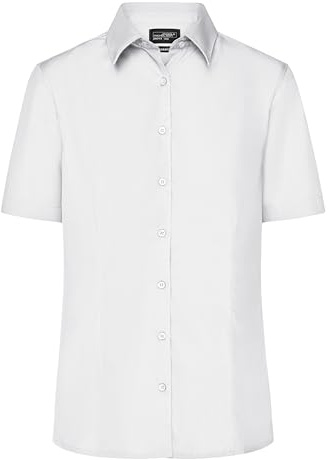 James & Nicholson Damenbluse Easy Care Kurzarm - Taillierte Bluse in umfangreicher Größenauswahl | Farbe: white | Grösse: 3XL