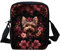 Howilath Kleine Kuriertasche mit lustigem Tierdruck, Outdoor-Reisetasche, Umhängetasche, Handytasche, Yorkshire Terrier Blumenmuster