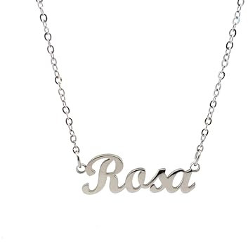 10:10 Collana Donna Nome Personalizzato In Acciaio Inox Anallergico, Gioiello Donna Nome Finitura Lucida, Catena Sottile Regolabile Realizzato in Italia (Rosa)