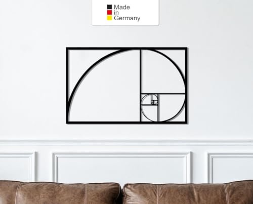 MetalGiftsWorld fibonacci, Metall Wanddeko, Wanddeko Aus Metall,Wandbild aus Metall (Größe: 50 x 32 cm)