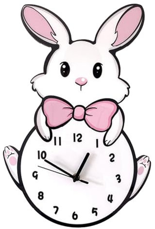 Colcolo Niedliche Wanduhr, dekorative Uhr, Kaninchen, kreative, ruhige Hängeuhr, Dekor für Wohnzimmer, Kindergarten, Schlafzimmer-Dekoration