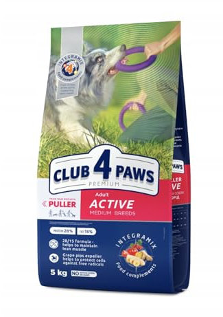 CLUB 4 PAWS Premium Trockenfutter für aktive Hunde mittlerer Rassen ACTIVE 5 kg