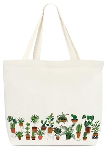 Dr.Baner Canvas Tote Bag, Book Tote Bag, Potted Plant Tote Bag, Potted Plant Lover Gift, Funny Tote Bag, Library Tote, Reusable Grocery Shopping Bag, Library Shoulder Bag For Women Man Friends B(04)