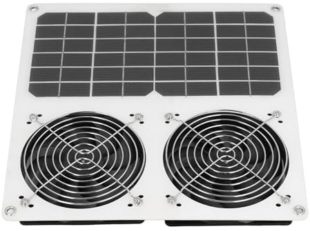 Ventilador con Energía Solar, Extractor del Panel Solar 100W, Kit de Ventilador Doble Solar de 12 Pulgadas, Ventilación de Refrigeración para Invernadero, Gallinero