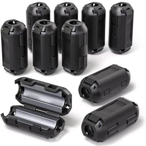 Innfeeltech 10 Stück Ferrit Ring Kern Schwarz Clip-on Ferrit Kern EMI Rauschunterdrücker Kabelclip mit 4.5mm Innendurchmesser für USB Kabel, Audio und Video Kabel Power Cord