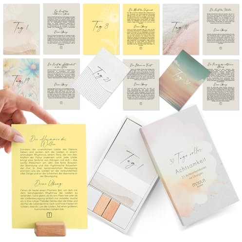 Achtsamkeitskarten mit 31 Achtsamkeitsübungen - Achtsamkeit & Motivation - Adventskalender Sprüche - Tischkalender - Adventskalender Achtsamkeit Milula