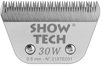 Show Tech Pro Wide Snap-on Clipper Blade - Wide Width for Larger Breeds - Ultra-Fine Finish - Carbon Steel - #30W