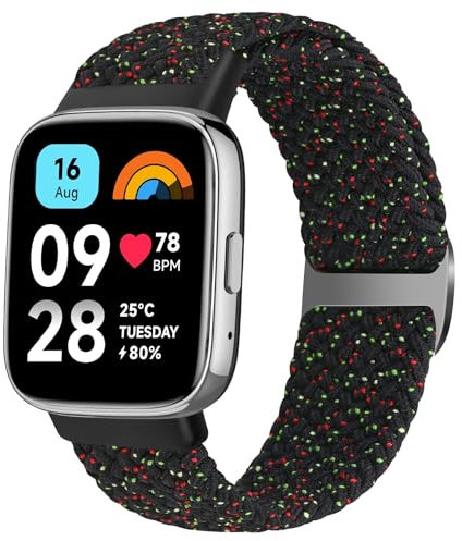 KIBDSNG Geflochtenes Armband Kompatibel mit Xiaomi Redmi Watch 3 Active Armband für Herren Damen, Elastisch Verstellbares Sport Ersatzarmbänder Nylon Uhrenarmband für Xiaomi Redmi Watch 3 Active