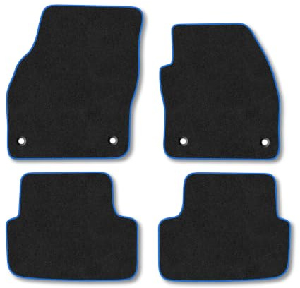 Skoda Fabia (2021+) Carpet Car Mats | Blue Edge Trim Tailored Fit Floor Mats Full Coverage Protection Accessories Easy Clean Anti Slip Made in the UK