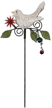 Sempoda Vogel-Gartenstecker aus Metall, Windspiele, Dekoratives Vogelschild für den Innenhof, Dekorative Gartenstecker aus Metall, Bunte Vögel, Ornament für Drinnen und Draußen, (A)