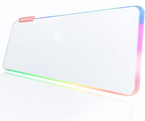 JMIYAV White RGB Gaming Mouse Pad PC XL Large Extended Glowing Led Light Up Desk Pad Mouse Mat Non-Slip Rubber Base Computer Big Cute Mousepad Mat Optimized for Gamer 80 * 30cm