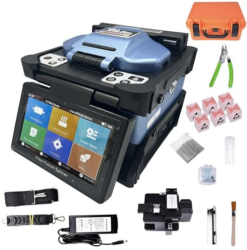 Elfcam® - Soldador de Fibra Óptica S10 Pro, Núcleo a Núcleo, con 6 Motores y Kit de Herramientas y Accesorios Actualizados, para FTTx