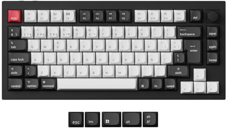 Keychron Q1 HE QMK Teclado Mecánico Inalámbrico Personalizado con Botón, 2,4 GHz/Bluetooth/con Cable, Interruptores Magnéticos Gateron Retroiluminados RGB Programables para Mac Windows, Negro Carbón