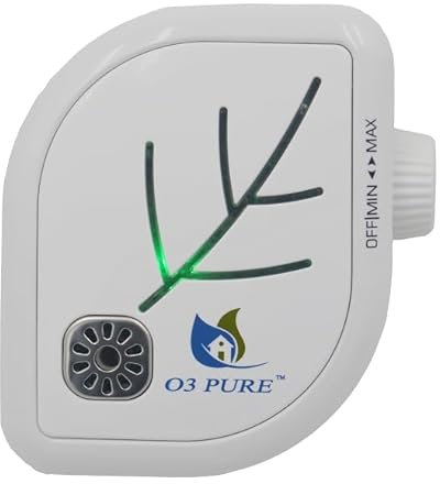 O3 Pure Leaf Wall Plug-In Air Purifier, Room Deodorizer & Mini Ozone Generator & Adjustable Ionizer, The Perfect Air Freshener for Office, Bedroom, Kitchen, Smoke,
