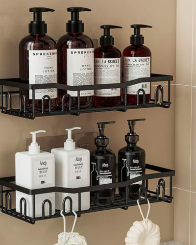 Duschablage Ohne Bohren, Stark Haftendes Duschregal Wasserdicht und Rostfest, Ultragroße Kapazität Badezimmer Regal Organizer, Badregal Duschkorb für Bad Küche Toilette, Shampoo Halterung für Dusche
