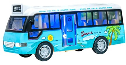 TTETTZ Bus Spielzeug für Kinder, Fahrzeug mit Licht Und Ton, Tragbarer Trägheitsbus, Blau