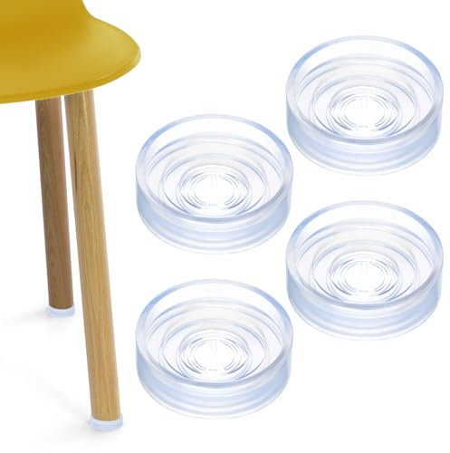 QWORK® 4 Pcs Clear Castor Cup Set for Ø20/30/40mm Furniture Legs, Outer Dimensions 13mm x 45 mm, Floor Protection for Carpets and Floors