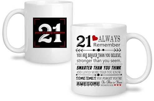 Yufansd 21st Birthday Mug Gift for Her Happy 21st Birthday Gift for Women Coffee Cup Inspirational Gift for 21 Years Old Best Friend Sister Daughter Turning 21st Birthday Presents (21)