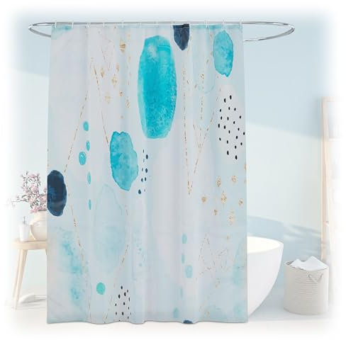 Relaxdays Duschvorhang mit Muster, Bad Vorhang 180x200, Anti-Schimmel, waschbar, 12 Ringe, Badewannenvorhang, Mehrfarbig