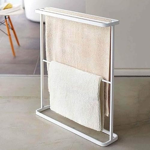 XFQZJG 2 Tier Free Standing Towel Rack, Bathroom Towel Holder, Metal Towel Bar Holder Outdoor Pool Towel Rack, Blankets Ladder Rack