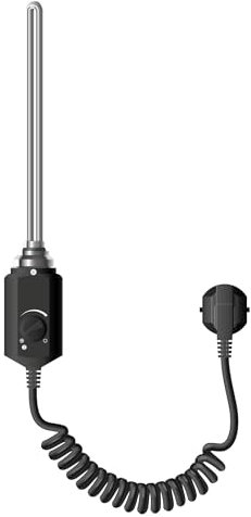 LuxeBath Heizstab 900W Schwarz für Badheizkörper, Heizpatrone mit Thermostat für Heizkörper, Elektronischer Temperaturregler, Heizelement mit Stecker, Elektroheizstab für Heizungen & Handtuchtrockner