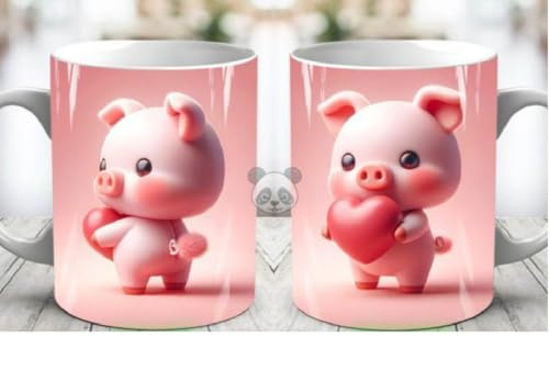 Jm-Déco Mug Cochon Coeur - Idée Cadeau - Tasse en céramique Originale
