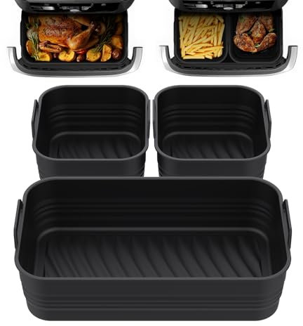 Airfryer Zubehör für Ninja Foodi Flexdrawer AF500EU (3 Stück), Collapsible Silikonform für Heißluftfritteuse, AF500EU Silikonform Airfryer, Ninja AF500DE Air Fryer Silikonmatte, Wiederverwendbar