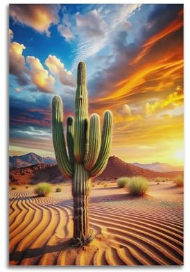 jocrynsi Kaktus-Wandkunstdrucke, USA-AZ-Saguaro-Nationalpark-Poster, ästhetischer Leinwand-Kunstdruck, Heimdekoration für Schlafzimmer, Wohnzimmer, 50 x 75 cm, ungerahmter Stil