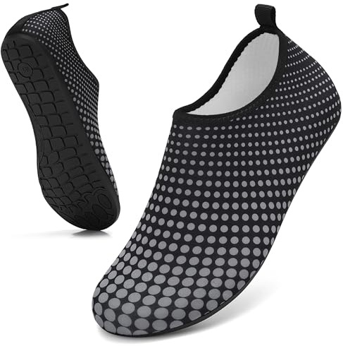gitzing Water Shoes for Women Men Beach Quick-Dry Swim Aqua Socks Breathable Barefoot Shoes for Surfing Running Driving Pool YOG, Grey 11.5 UK/46 EU