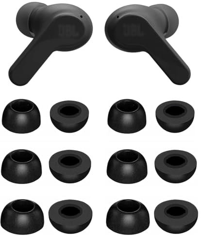 ALXCD Foam Ear Tips Compatible with JBL Vibe Beam Headphones, 6 Pairs S/M/L Sizes Replacement Soft Memory Foam Earbuds Tips Eartips Ear Tips, Compatible with JBL Vibe Beam 6 Pairs Black
