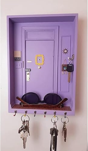 Porte-clés mural Friends Monica en bois fait à la main avec 6 crochets, décoration murale multifonctionnelle, cadeau nostalgique pour les amateurs d'émissions de télévision, parfait pour les entrées