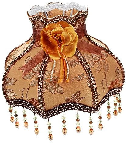 LIFKOME Retro Europäischer Lampenschirm Stoff Mit Antiker Spitze Tasseln Dekorative Tisch Stehlampe Für Schlafzimmer Und Wohnzimmer Langlebiger Metallrahmen Stilvolles Viktorianisches Desi