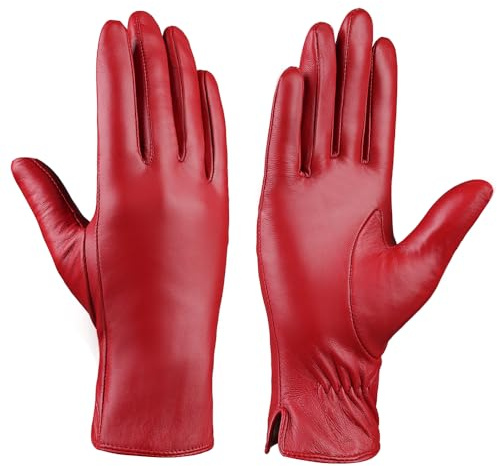 Damen Lederhandschuhe Kaschmir gefüttert Warmer Winter Autofahren Handschuh