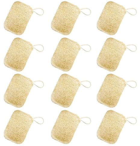MEISO Esponjas de Luffa Naturales 12 PCS esponja de luffa biodegradable de fibra vegetal y ecológica esponja de limpieza antiarañazos