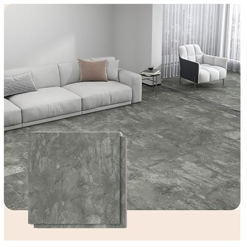 Matte, wasserfeste Bodenfliesen, verdickte, verschleißfeste rechteckige DIV-Bodenfliesen 80x80cm, leicht zu dekorierende Beton-/Holzböden(B4-31.5x31.5in)