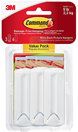 Command Strips 17043 CommandTM - Ganchos Adhesivos Resistentes para Colgar Cuadros en Pared (3 unidades)