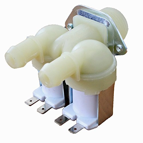SPARES2GO Solenoid Cold Water Valve for Electrolux and Zanussi Washing Machine (Double Inlet, 2 Way 180º)