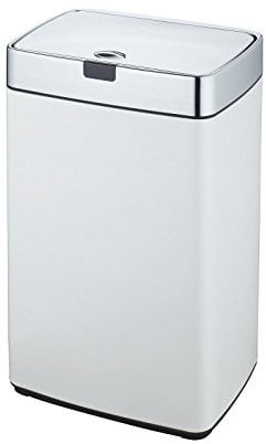Dihl 35L Iris White with Chrome Lid Rectangle Stainless Steel Auto Touchless Hands-Free Sensor Kitchen Waste Dust Bin Automatic Motor