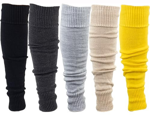 Mysocks Stulpen Damen beinwärmer Frauen Mädchen Winter 80er Stulpen Beinstulpen Beinwärmer Kniestrümpfe Leg Warmers Strümpfe in Einheitsgröße, 5 Paar einfarbig 101