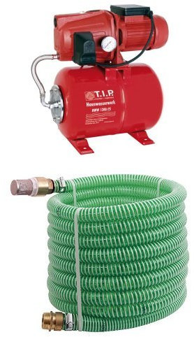 T.I.P. Hauswasserwerk HWW 1200/25 + 7 m Sauggarnitur Messing