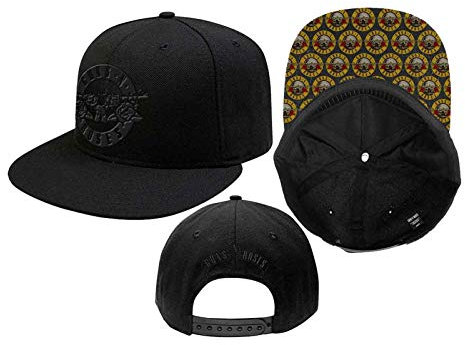 Guns N Roses Baseball Cap Classic Band Logo Brim Print Official Black Snapback One Size