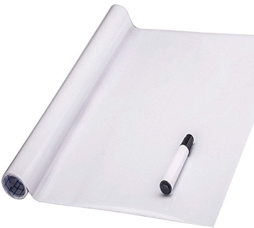 FENTIS Selbstklebender Whiteboard-Aufkleber Wandaufkleber Tafel aus Kunststoff Vinyl Aufkleber Wandkontaktpapierrolle für Kinder Heimwerken Funktioniert Schule Klassenzimmer Zuhause Büro 44x200cm