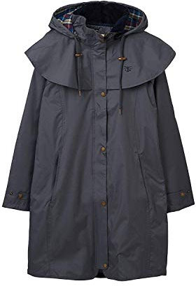 LightHouse Outrider Women's 3/4 Length Waterproof Raincoat - Windproof Lightweight Outdoor Jacket with Detachable Hood and Adjustable Cuffs (Urban Grey, 16)