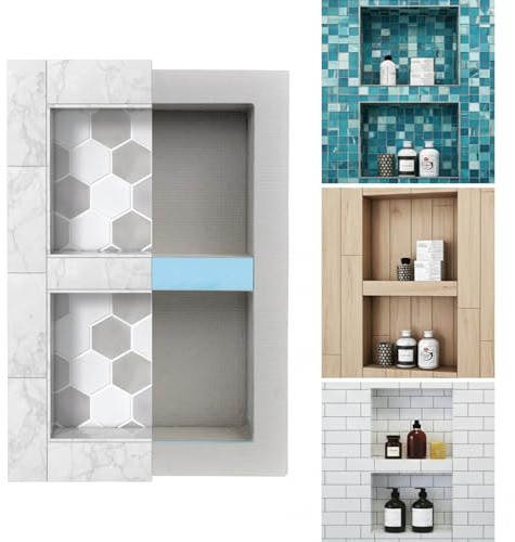Houseables Shower Niche, Shower Niche Insert Tile Ready, Recessed Bathroom Storage, 12x20 (13x21), Shelf Insert, Built in Wall Cubby, Recessed Shampoo Caddy, Inset Shelves, Ready for Tile, Prefab Box