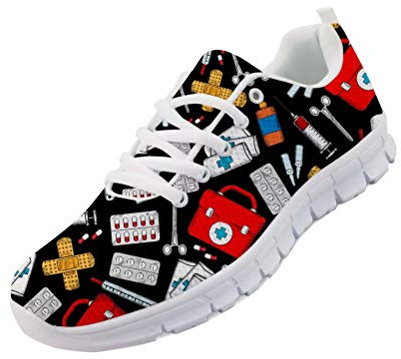 chaqlin Frauen Wanderschuhe Mode Turnschuhe Air Mesh Tennis Schuhe Sport Trainer Cartoon Medical Printed Pflege Turnschuhe Größe